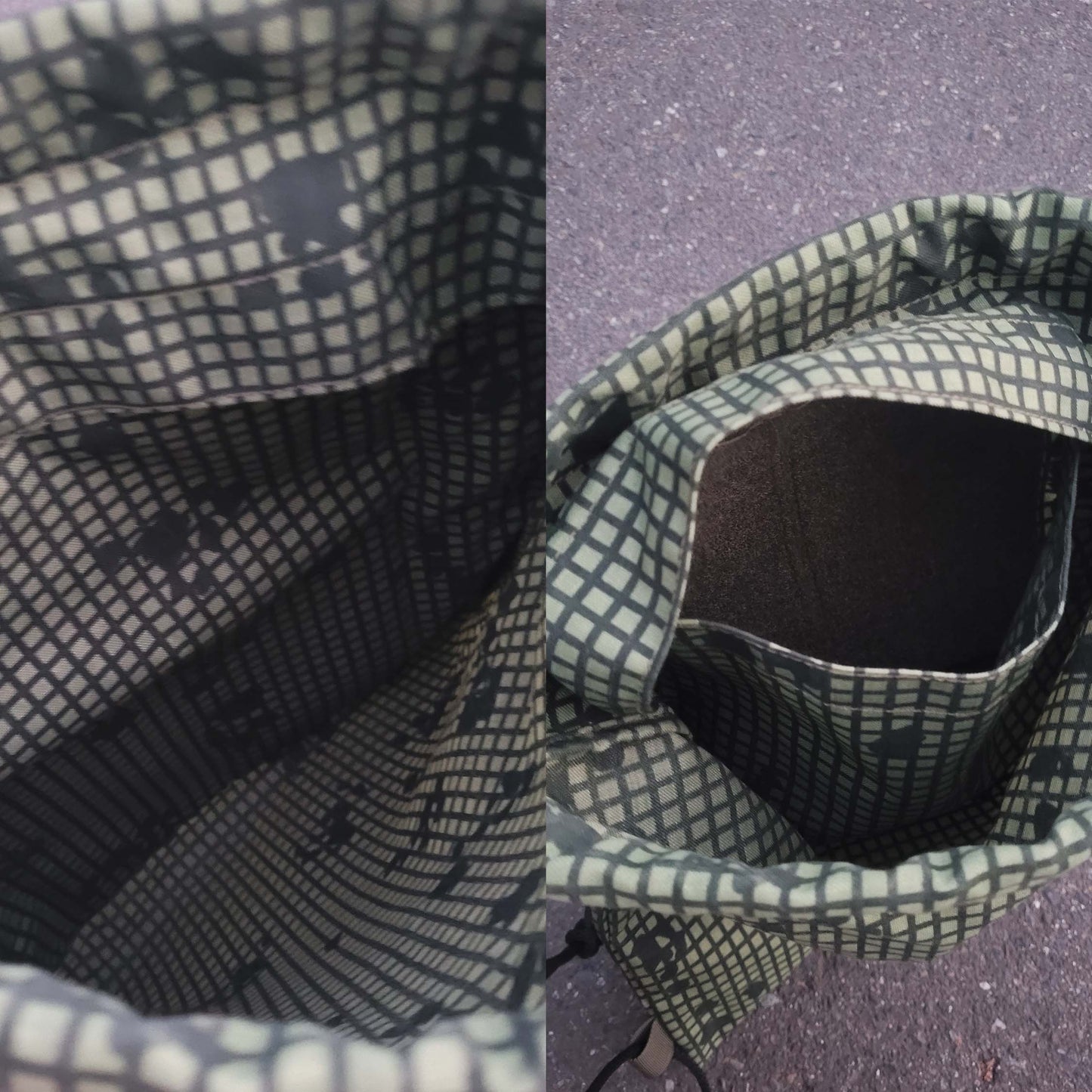 Close-up of a fabric with a checkered pattern on a textured surface