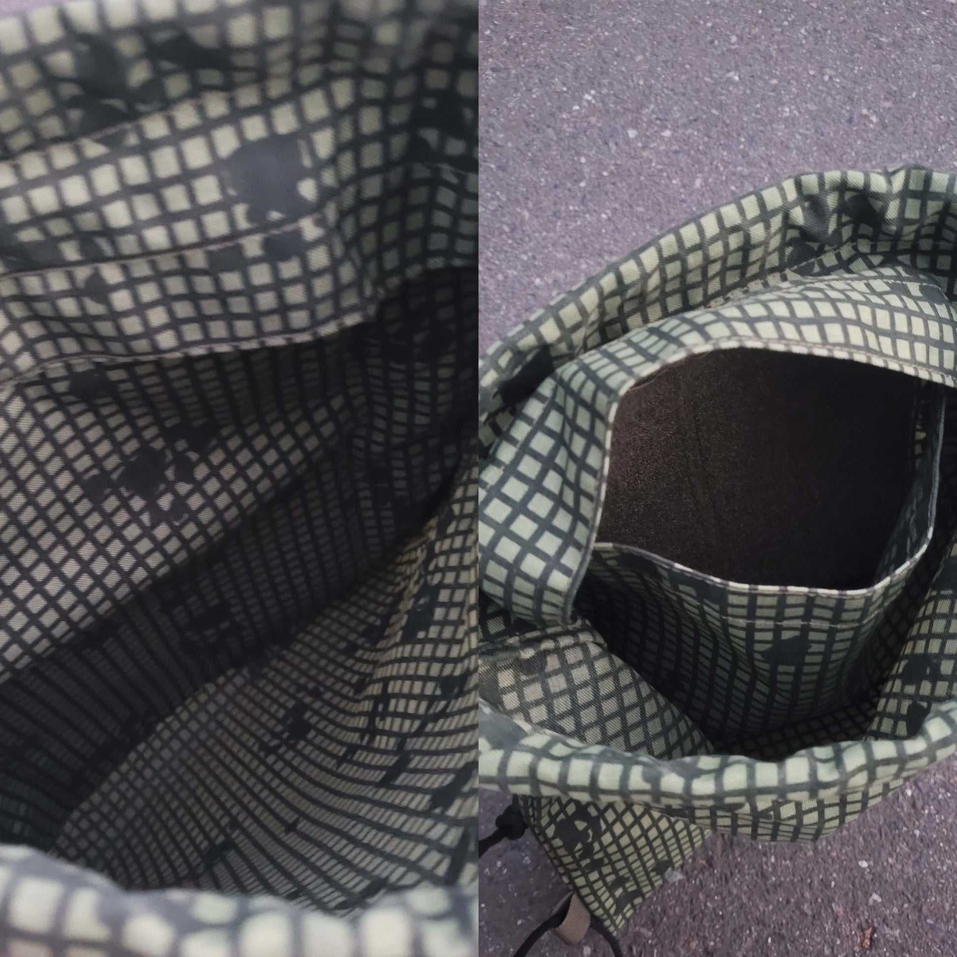 Close-up of a fabric with a checkered pattern on a textured surface